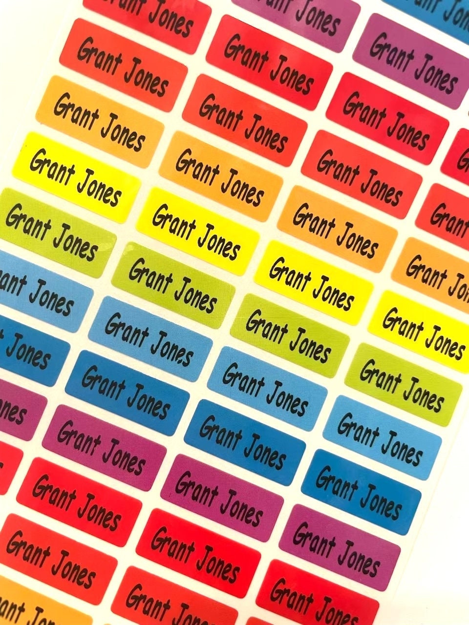 Rainbow Personalized Name Labels: Waterproof School Stickers