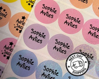 Personalized Unicorn Rainbow Glitter Labels: Waterproof School Stickers