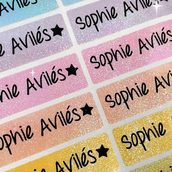 Glitter name Label School Label Waterproof Label Daycare label Kid Sticker Gift custom Personalized Waterproof Unicorn Rainbow princess