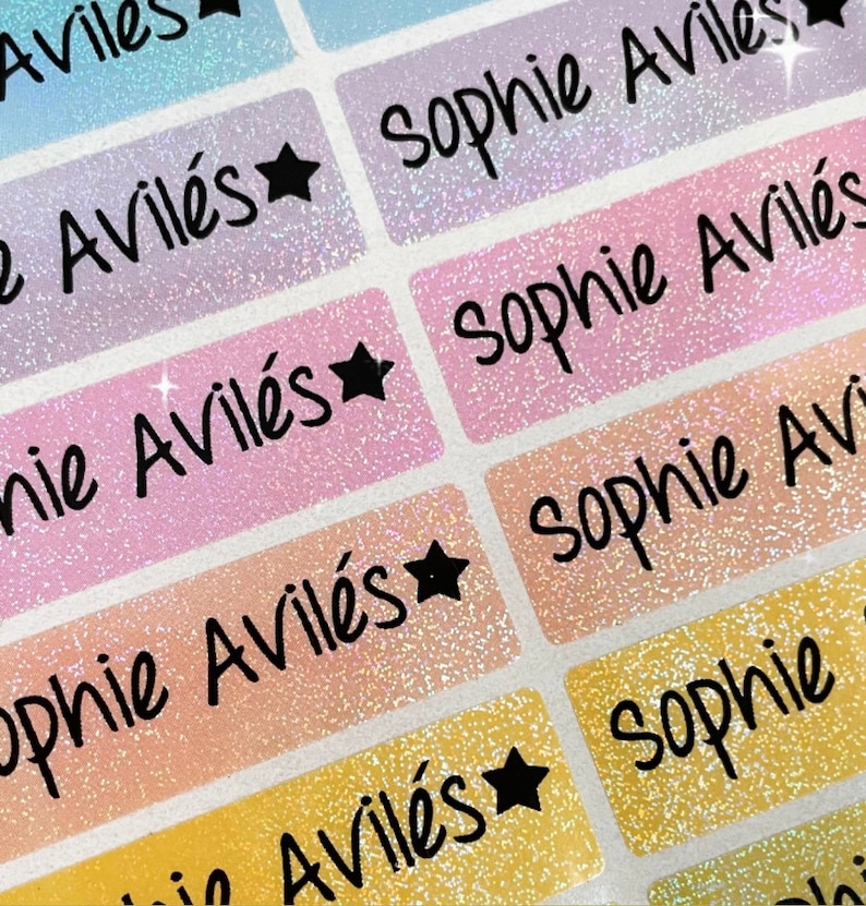 Glitter name Label School Label Waterproof Label Daycare label Kid Sticker Gift custom Personalized Waterproof Unicorn Rainbow princess 