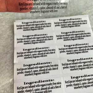 Ingredients Labels, Ingredients Sticker, Clear Label Ingredients, Custom Ingredients, Lipgloss Label, Lip Gloss sticker, essential oil balm