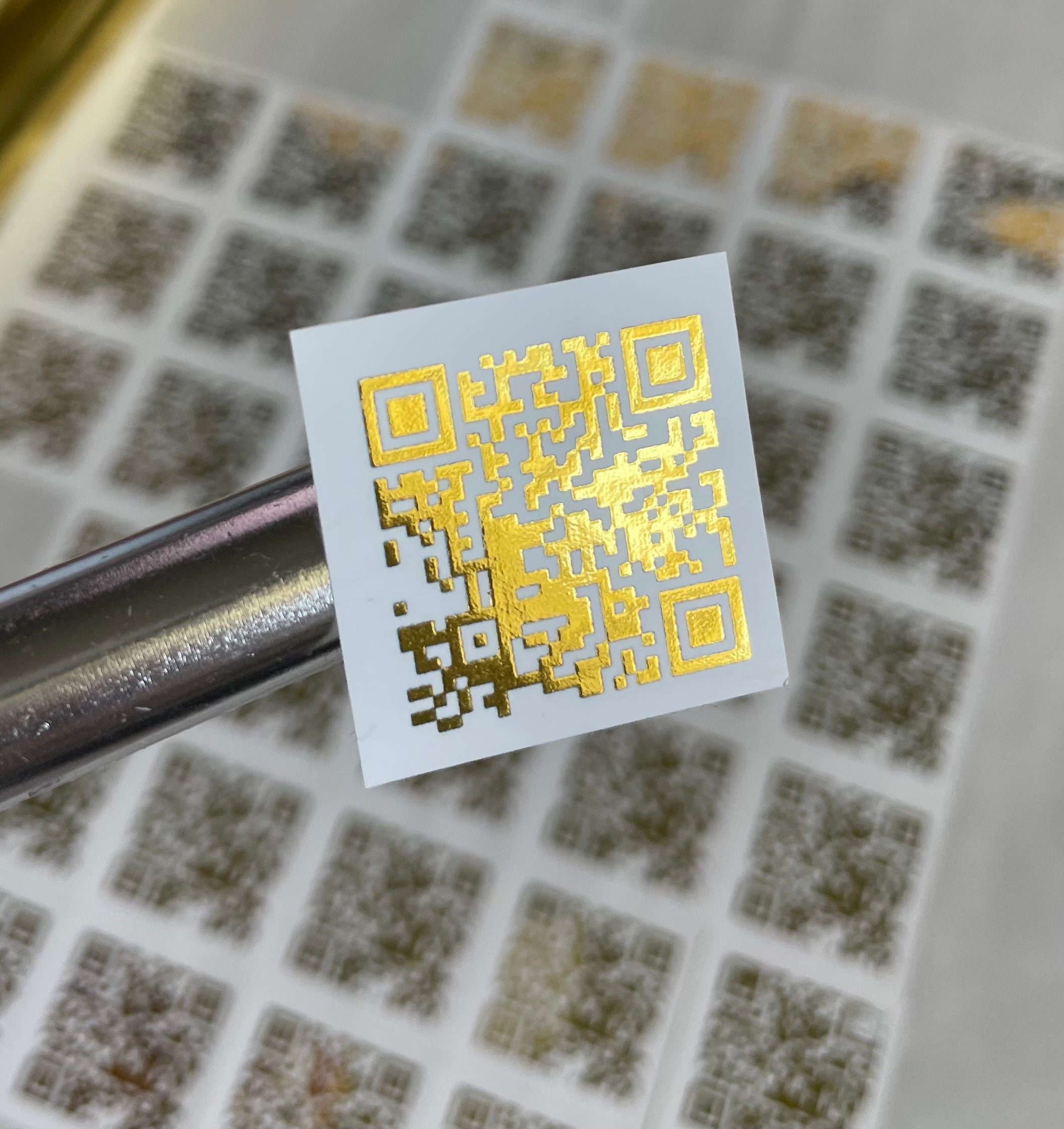 Personalized QR Code Stickers: Metallic Foil Business & Wedding Labels