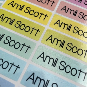 Personalized Glitter Rainbow Name Labels: Waterproof Kids Stickers