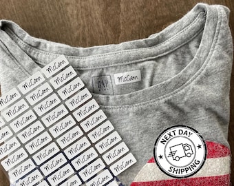 48 Small Iron On Clothing Labels: Personalized Waterproof Fabric Name Tags