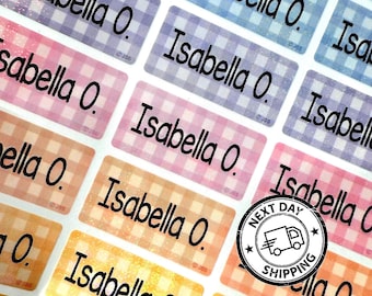 Personalized Glitter Chevron Stickers – Waterproof Name Labels for School, Daycare