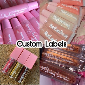 WHITE INK Custom labels | Clear lip gloss stickers | Cosmetic labels | Clear Lipgloss labels | Custom labels | Gold font labels waterproof