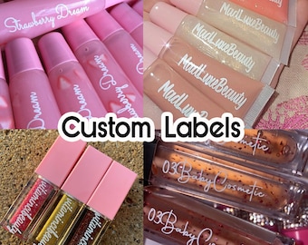 WHITE INK Custom labels | Clear lip gloss stickers | Cosmetic labels | Clear Lipgloss labels | Custom labels | Gold font labels waterproof