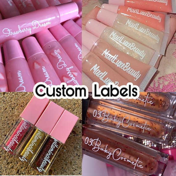 WHITE INK Custom Labels Clear Lip Gloss Stickers Cosmetic Labels