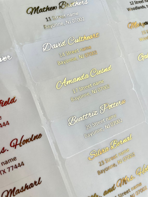 Floral Wedding Stickers for Favors, Custom Wedding Stickers for Envelopes,  Wedding Stickers Personalized, Clear and Gold Labels for Bottles 