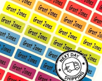 Rainbow Personalized Name Labels: Waterproof School Stickers