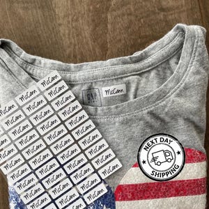 48 Small Iron On Clothing Labels: Personalized Waterproof Fabric Name Tags