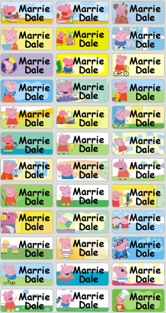 PEPPA PIG Name Label School Label Waterproof Label Daycare | Etsy