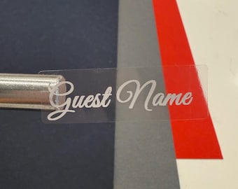 Guest name waterproof custom clear labels Wedding, graduation, quinceanera Personalized wedding event