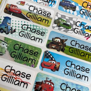 Kids boy waterproof personalized school Name Label, waterproof Label, Daycare Stickers, Kids Sticker,  Personalized gift, cars