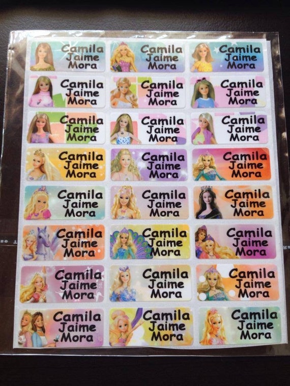 barbie name stickers for school books