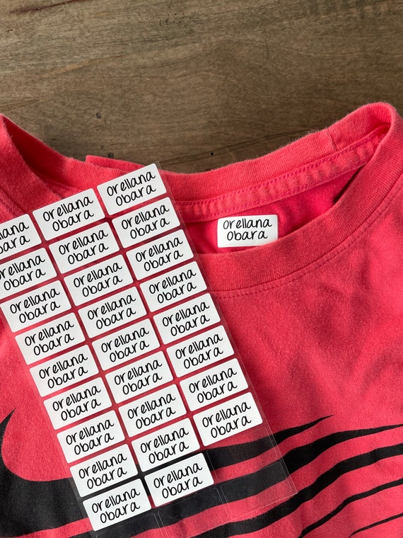 24 White Fabric Name Labels medium – Iron-On or Sew-On