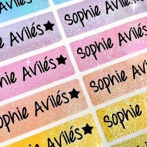 Glitter  Rainbow School custom name stickers Label  Waterproof Label Daycare  Kid Sticker Gift  Personalized Waterproof Unicorn princess
