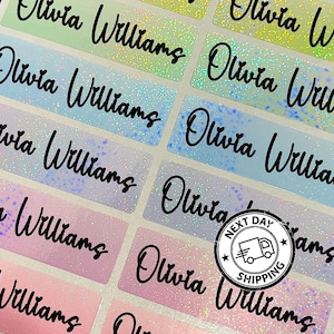 Personalized Waterproof Name Stickers – Rainbow Labels for Kids, School, Camp (Vinyl Adhesive)