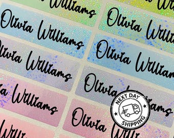 Personalized Waterproof Name Stickers – Rainbow Labels for Kids, School, Camp (Vinyl Adhesive)