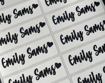 White Waterproof Name Stickers: Glossy White Kids school name Labels