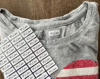 48 Small Iron On Clothing Labels: Personalized Waterproof Fabric Name Tags