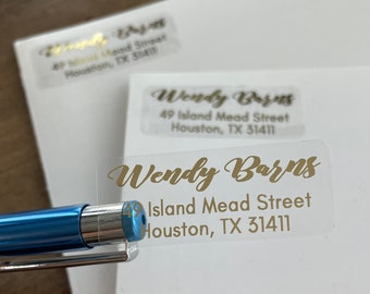 Custom Clear Return Address Labels: Wedding, graduation, quinceanera Personalized
