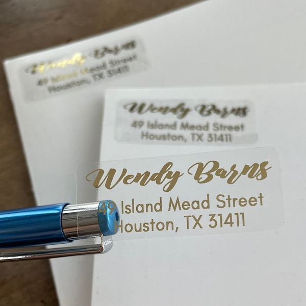 Return address labels, Wedding Personalized clear address labels, custom transparent address labels white ink