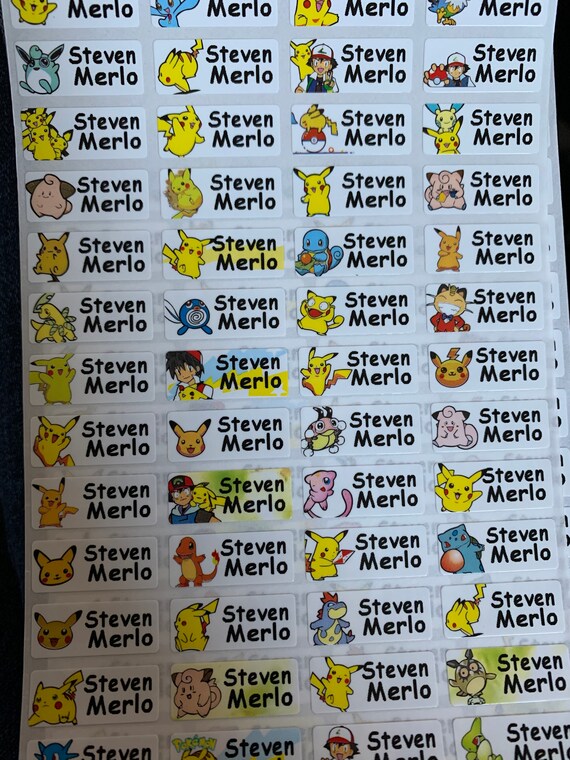 Pokemon Pikachu Small Custom Waterproof Name Labels School Daycare Summer Camp Zippy Cup Lunch Box Allergy Labels Water Bottle Add