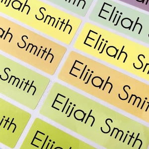 Personalized colorful rainbow Name Labels: Waterproof Kids Stickers