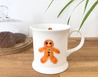 Gingerbread Man Mug, Bone China, Small Tankard Style