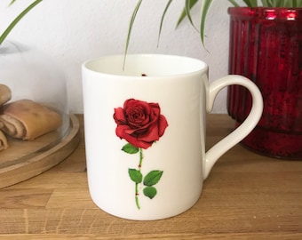 Red Rose Bone China Mug
