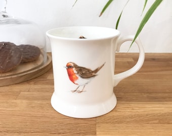 Robin Bone China Mug | Small Tankard Style | The perfect bird lovers gift