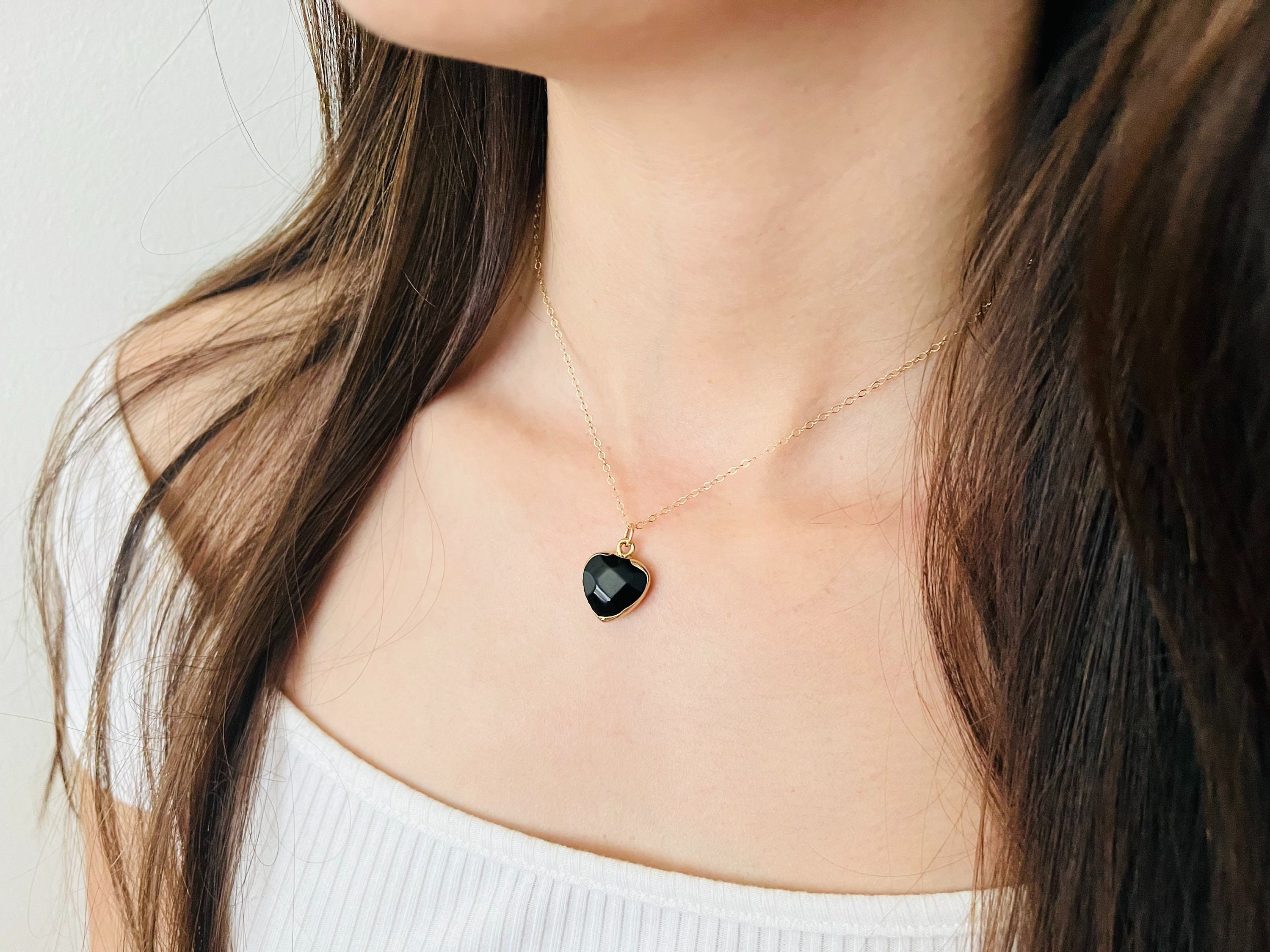 [COLD FRAME]/☆ VERY VINTAGE BLACK ONYX HEART PENDANT VERY VINTAGE BLACK ONYX HEART PENDANT NECKLACE