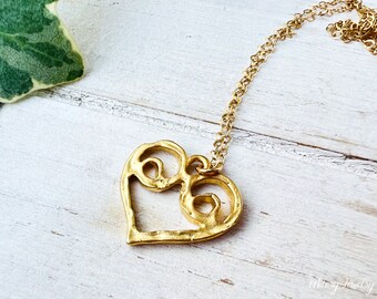 Gold Heart Charm Pendant, 14K Gold Filled Necklace, Love Charm, Gold Charm Jewelry, Gold Heart Jewelry, Bridal Jewelry, Gold Vermeil