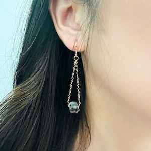 Herkimer Diamond Dangle Gold Earrings, 14K Gold Filled, Delicate Raw Crystal Necklace, OOAK Jewelry, Herkimer Diamond, Diamond earrings