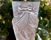 Lalique Angelots Vase Crystal Cherubs Design 12505 Signed Authentic 10.75 quot Tall