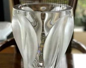 Large and Heavy Lalique Ingrid Vase 10.5 Inches Tall, 18 lbs MINT