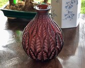 R Lalique Malesherbes Vase Deep Amber White Patina 9.25 quot Signed R Lalique (Rene)