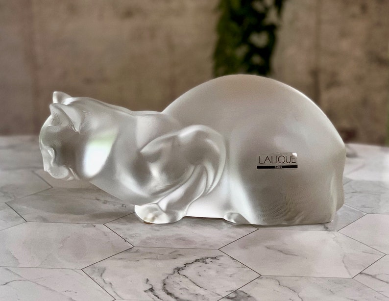 Lalique France Chat Couche Crouching Cat Excellent Condition Etsy