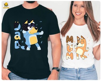 Retro Bluey Family Shirts  Family Matching Shirts  Ba  Bandit Chili Bingo  Bluey Dad Bluey Mumndit Heeler Shirt  Bluey Birthday Tee