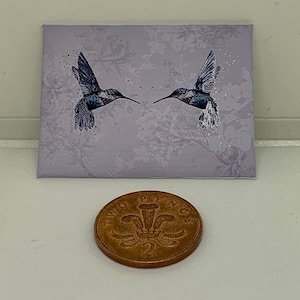 Fatto a mano in miniatura bambole casa accessorio tela stile murale immagine canticchiando gli uccelli
