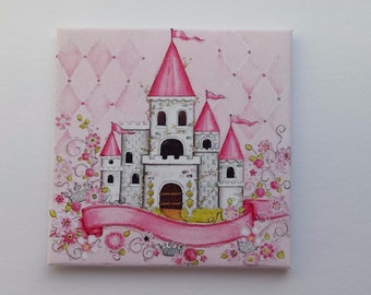 Handmade miniature dolls house accessory canvas style wall art pictures girls nursery fairytale princess castle