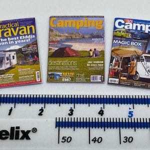 Handmade 1:12th scale dolls house miniature accessory caravan and camping magazines.