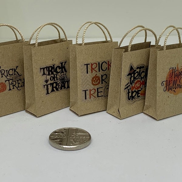 Handmade miniature dolls house accessory Halloween Trick or Treat Bags