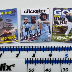 Handmade 1:12th scale dolls house miniature accessory set of 3 mens sport magazines