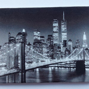 Fatto a mano miniature bambole house accessorio tela stile muro arte immagine Manhattan skyline