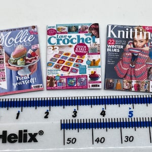 Handmade 1:12th scale dolls house miniature accessory set of 3 craft magazines