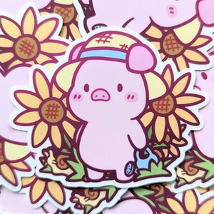 Pegatina de jardinero cerdito