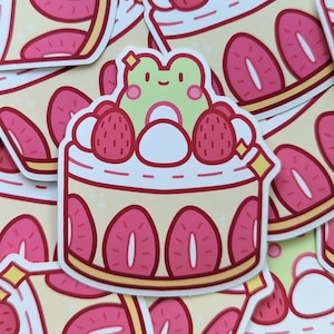 Strawberry Frog Cake Sticker