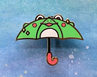 Umbrella Frog Hard Enamel Pin
